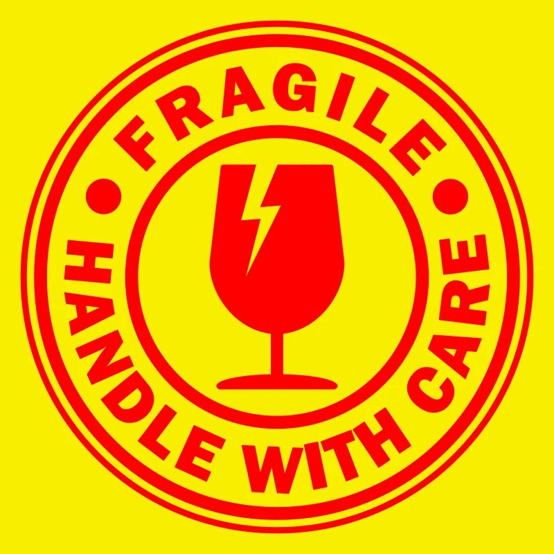 Fragile round circle stamp handle with care
