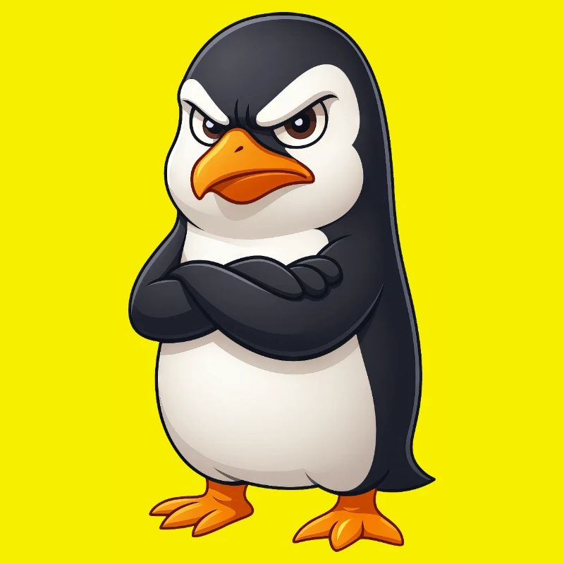 Cute penguin cartoon grumpy offended funny