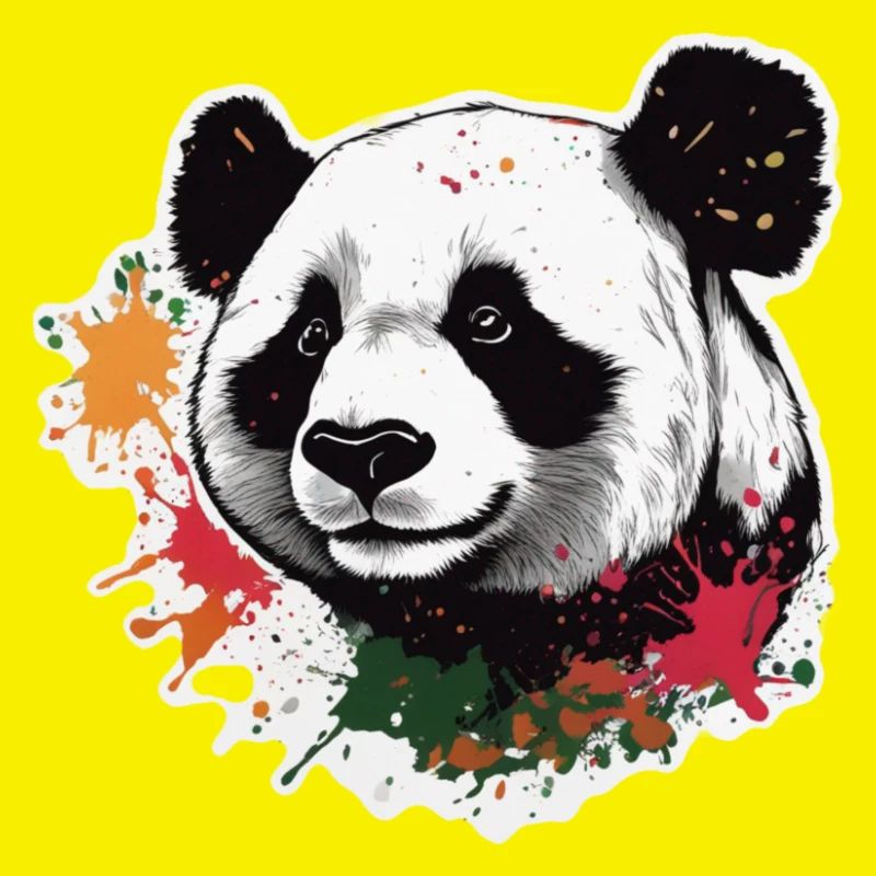 Panda géant avec éclaboussures de peinture