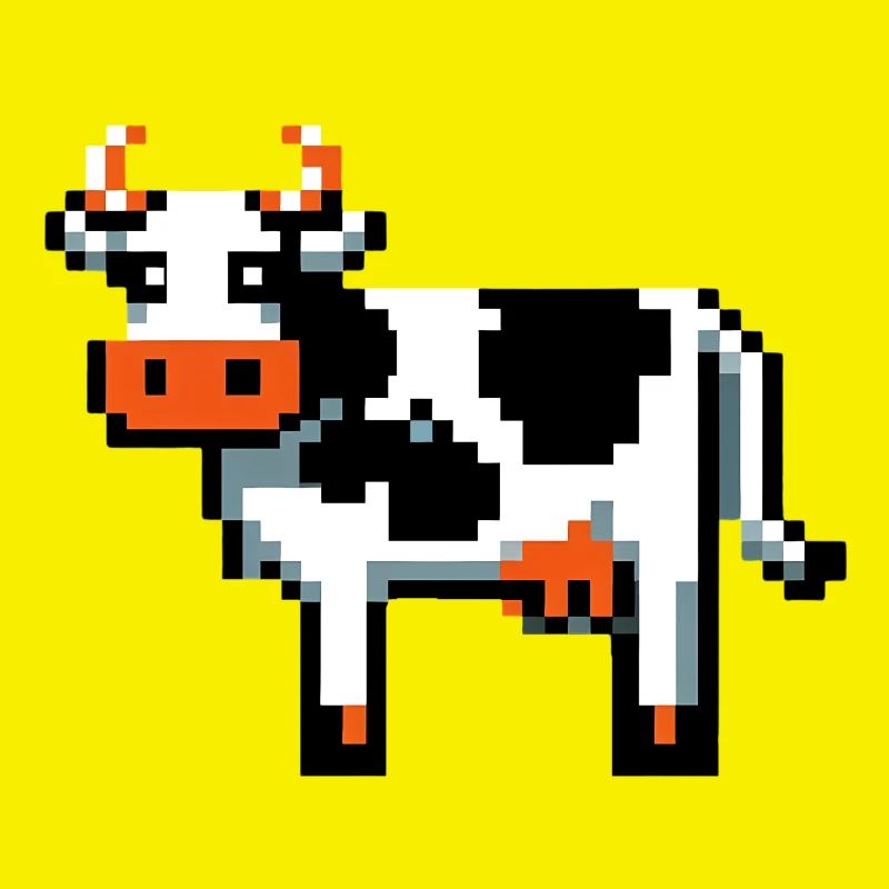 Pixel Cow Retro Pixel Graphics Grundläggande design 2D Pixel