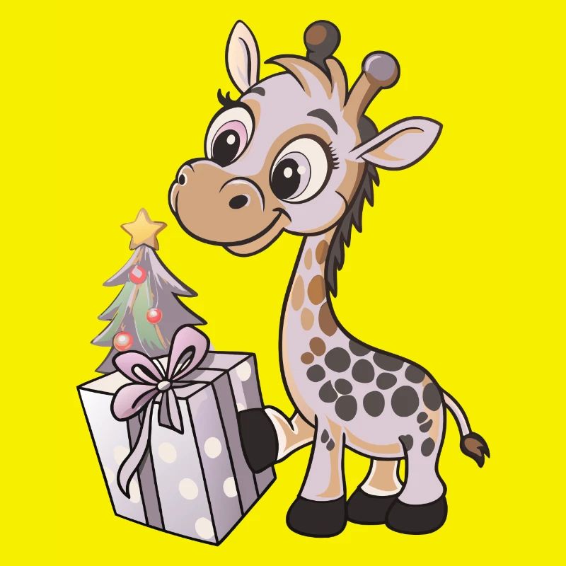 Cute Giraffe Unwraps Gift