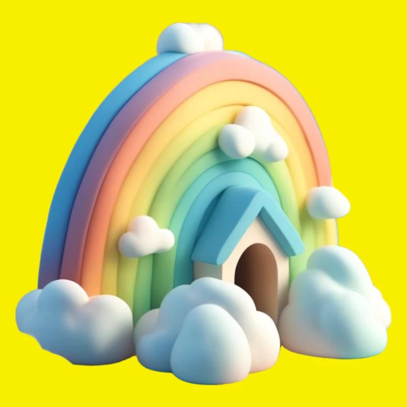 Arc-en-ciel avec maison