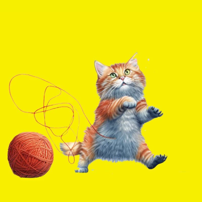 Cat with wool