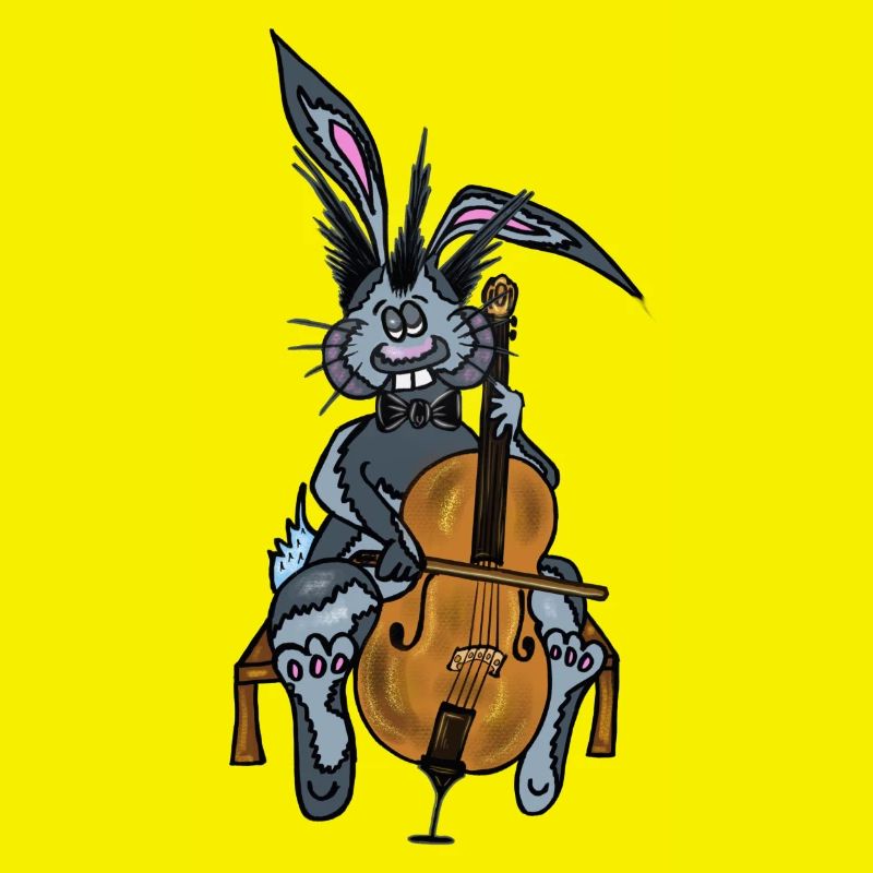 Mischa le lapin joue du violoncelle