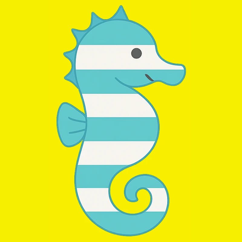 Hippocampe turquoise rayé