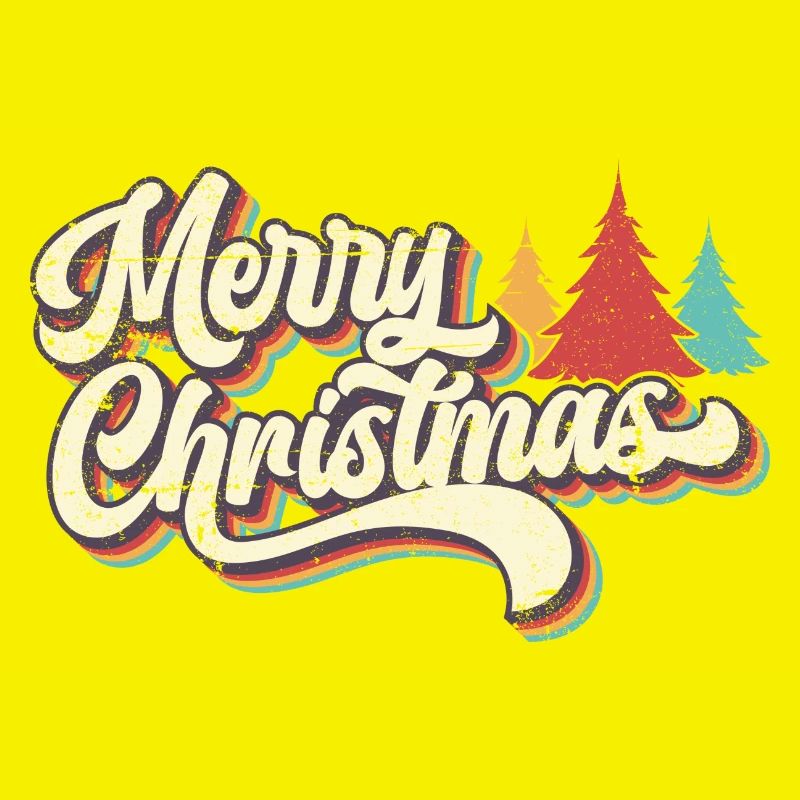 Retro Merry Christmas Rainbow Script