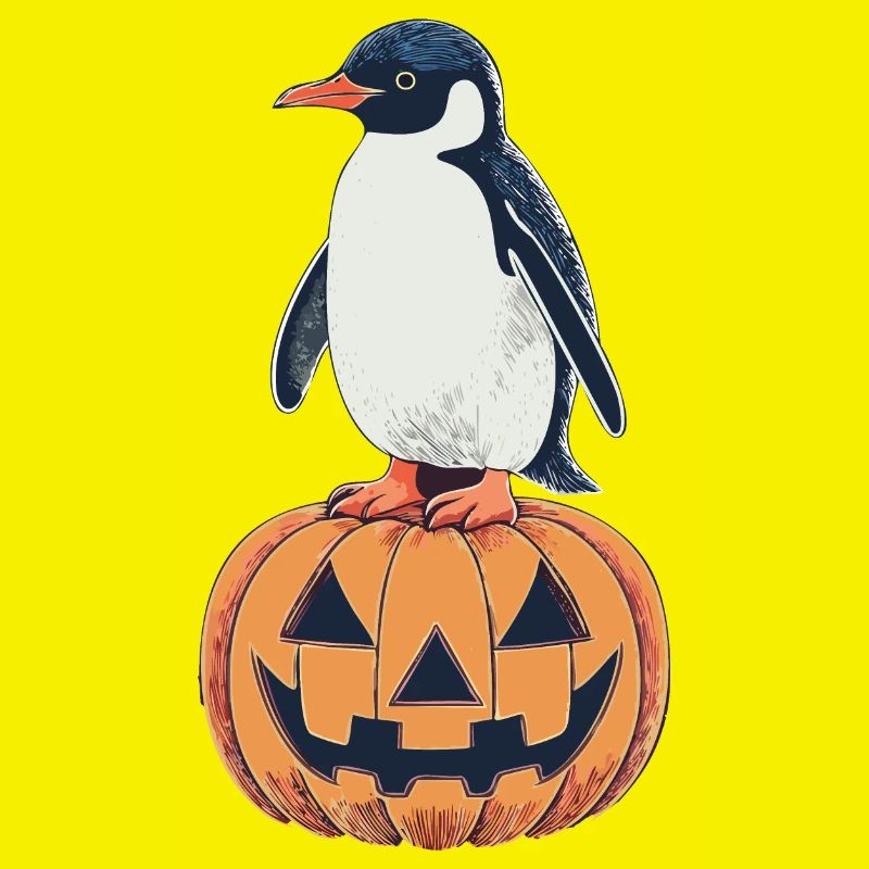 Halloween Pingouin Citrouille Design