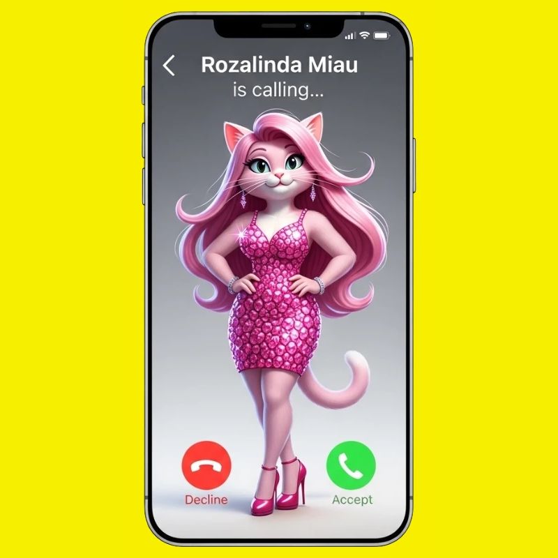 Chat Rose en appel