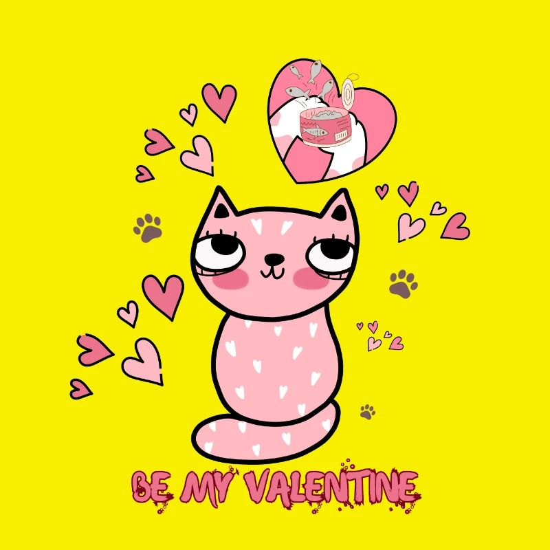 Coeur de chat Saint-Valentin design avec amour