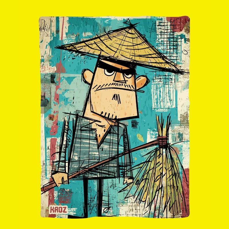 Graffiti Samurai mit Besen