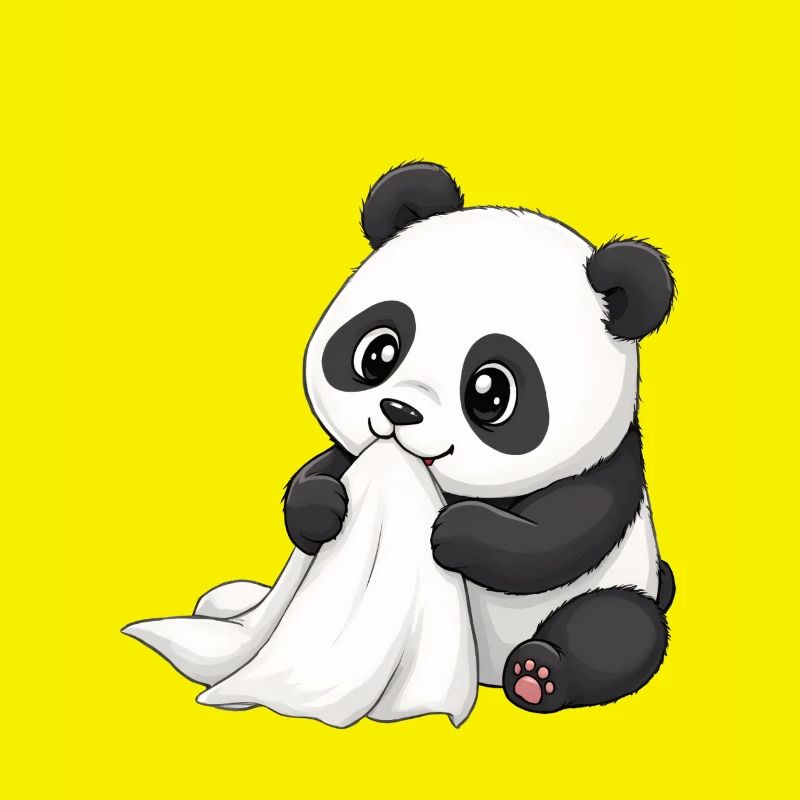 Bébé Panda avec une couette – Dessin animé mignon
