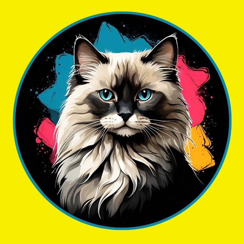 Portrait de chat éclaboussures de néons dans un cercle