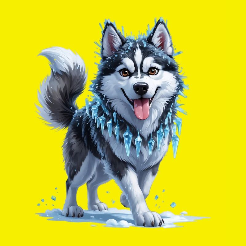 Eis Husky mit Eiskristallkette