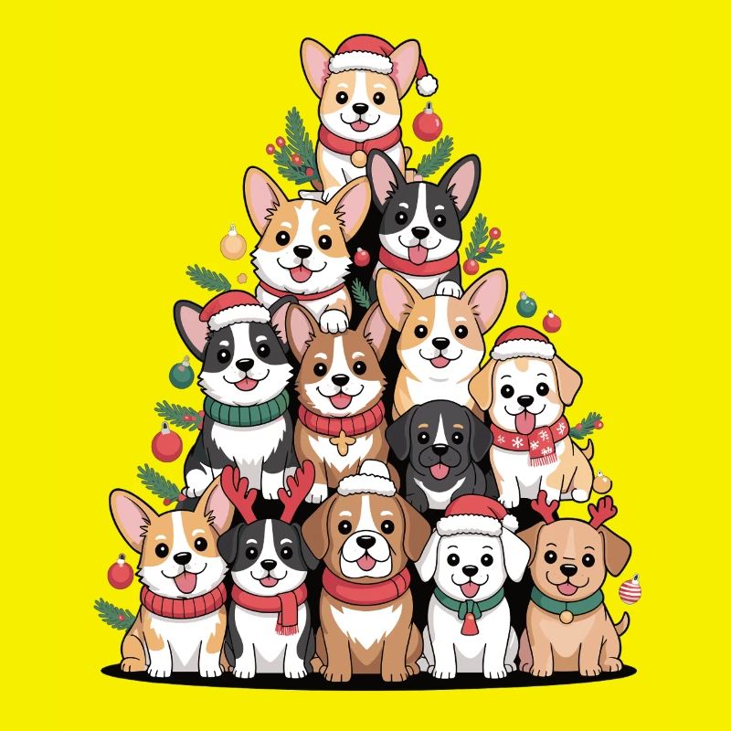Pyramide de chien de Noël – Drôle de look de Noël