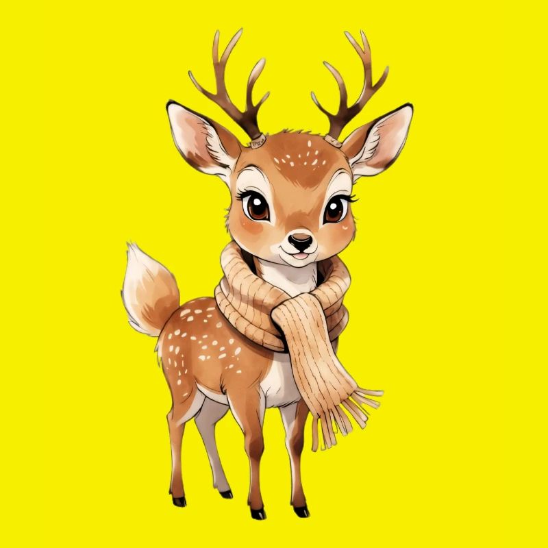 Cerf d’hiver avec écharpe
