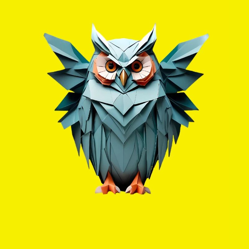 Bleu Low-Poly Owl Design