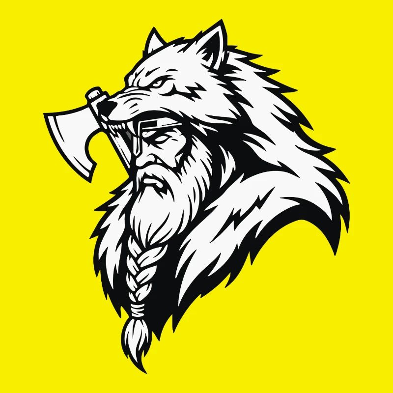 Wikinger-Ulfhednar-Krieger-Wolf-Berserker-Maskottchen