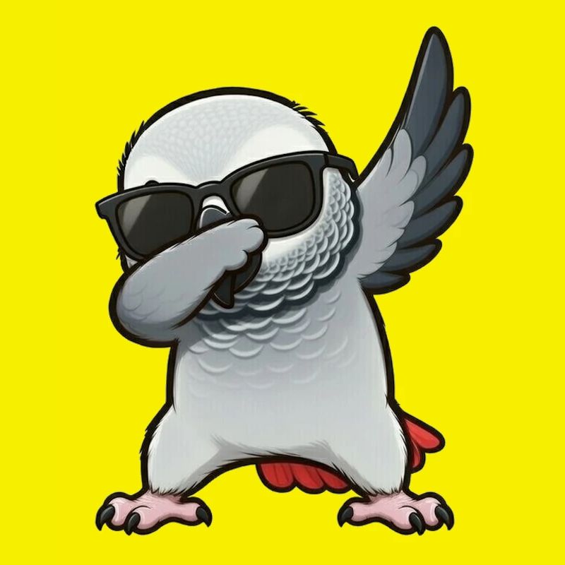 Dabbing African grey parrot