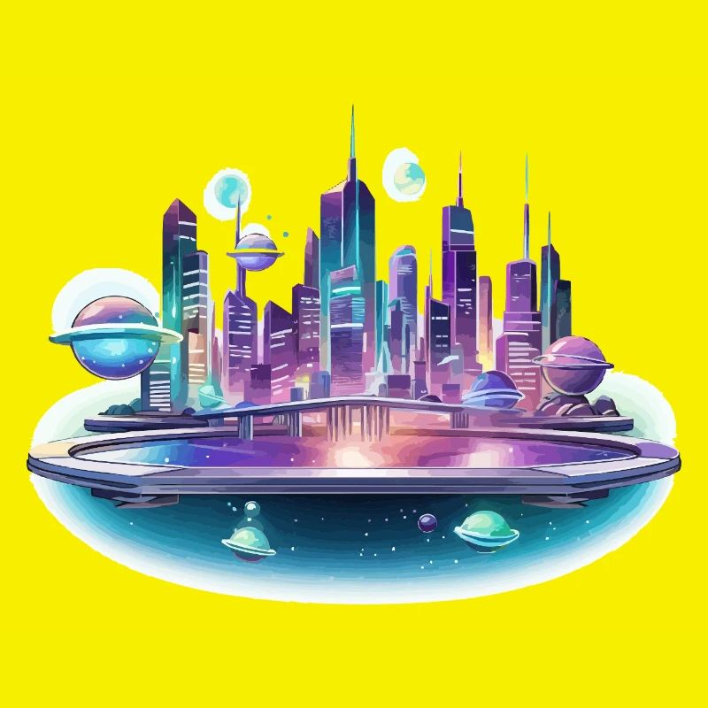 Silhouette de la Cité Spatiale Néon