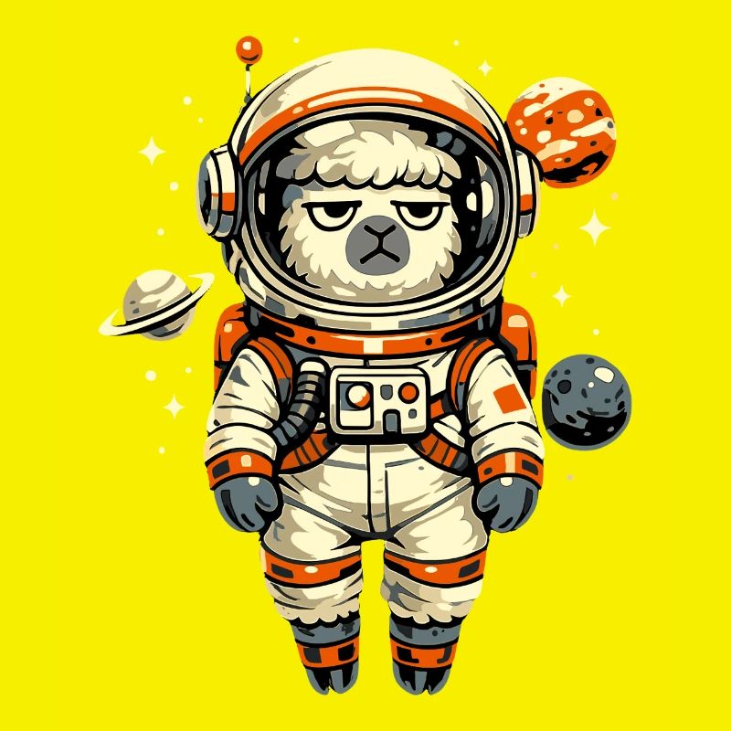 Grumpy Alpaca Astronaut in Space