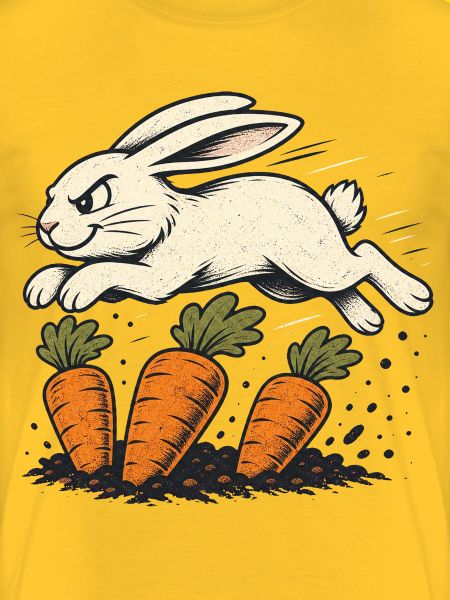 Springender Hase mit Karotten