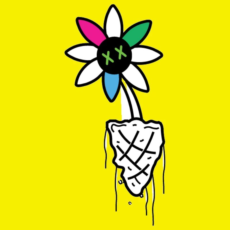 Illustration de crâne de fleur vive