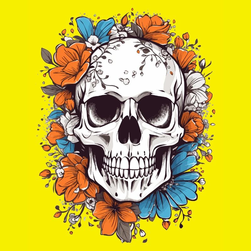 Crâne avec des fleurs