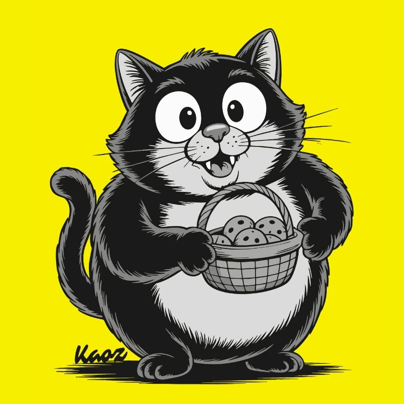 Fat cat with biscuit snacks