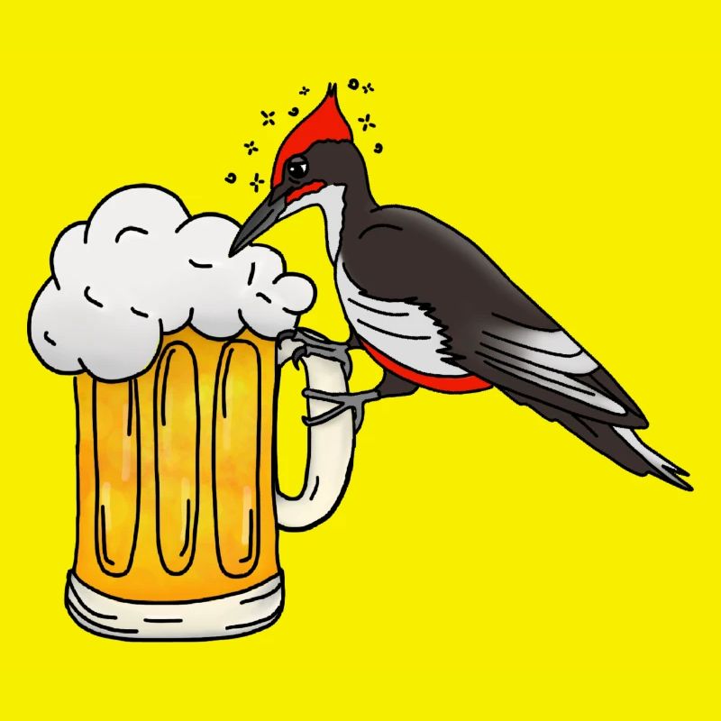 Specht mit Bierkrug 