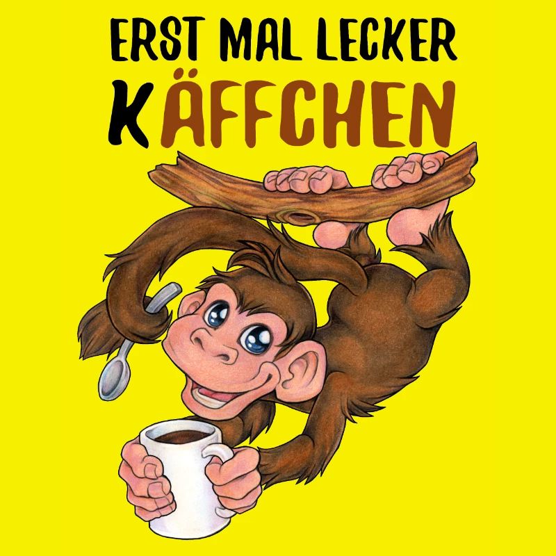 Erst mal lecker Käffchen niedlich Affe mit Kaffee
