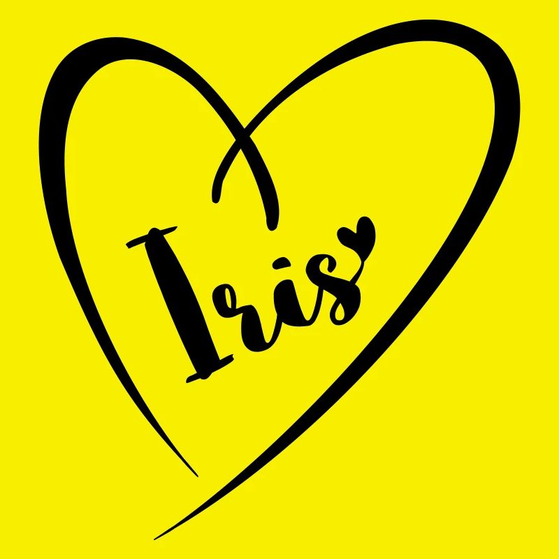 Iris surname, first name in heart frame
