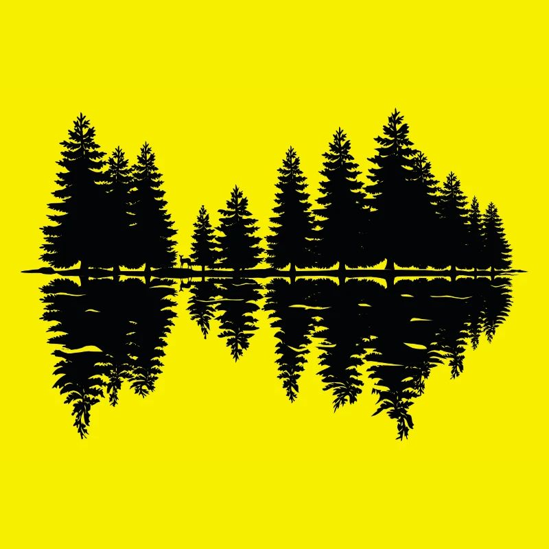 Forêt avec reflet dans le lac