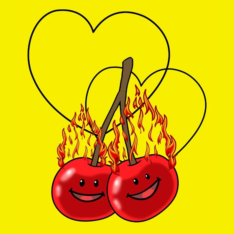 fiery cherries cherry hot fruit hearts