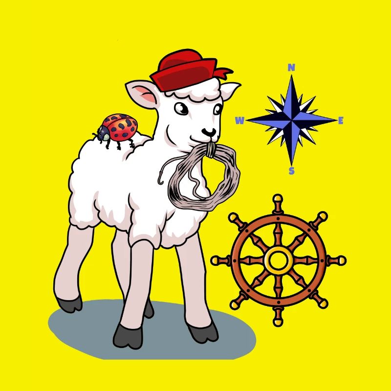 maritime sheep sheep sailor steering wheel compass
