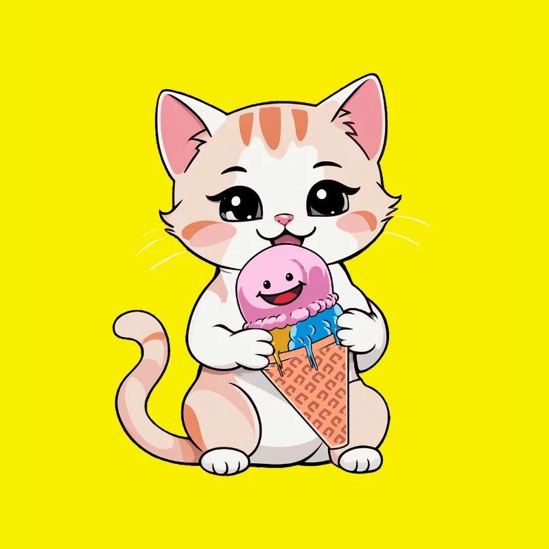 Katze Katzen Eis Eiskrem Eiscrem Kinder Kind