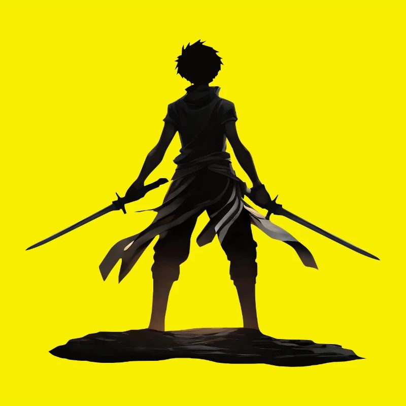 Duel d’ombres : Guerrier d’anime avec double épée