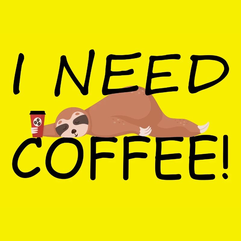 Funny sloth with an empty coffee mug