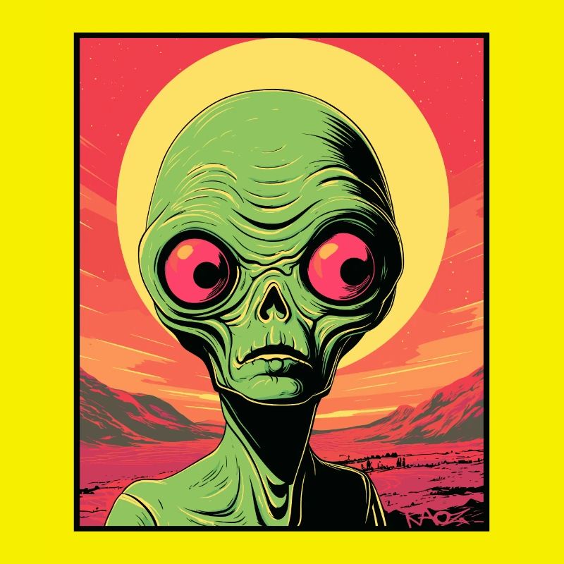 A small green alien on Mars