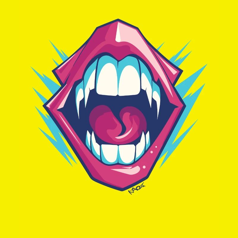 Vampire dentition with sharp teeth