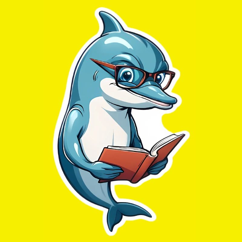 Clever dolphin with book