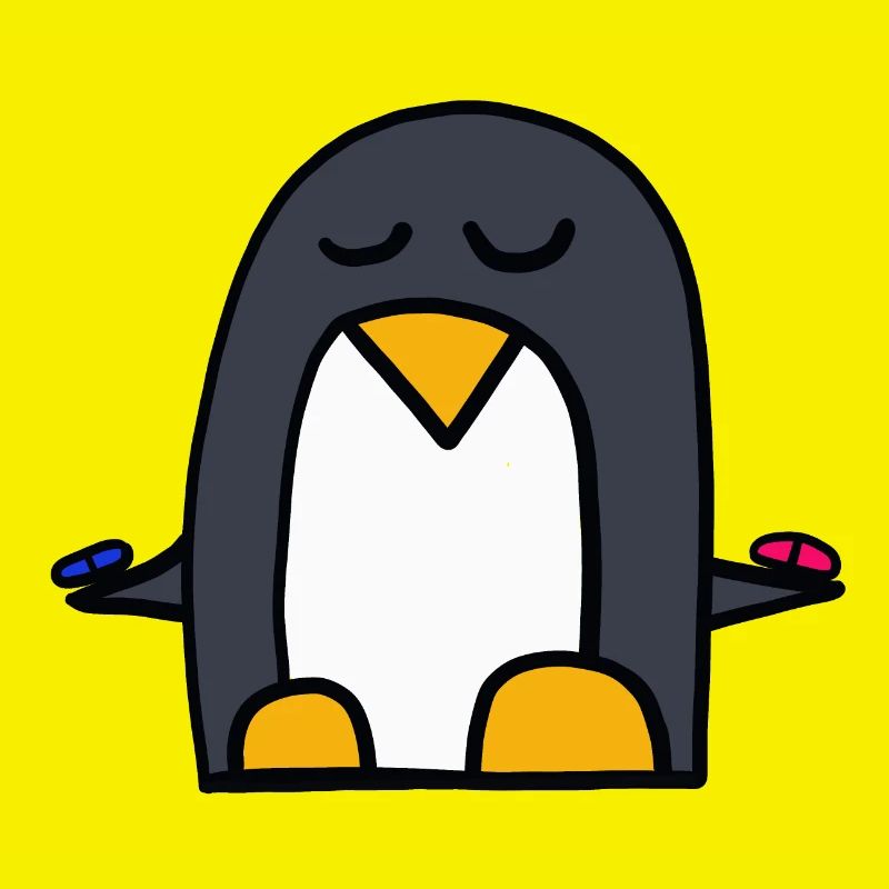 rote Pille oder blaue Pille? Pinguin aus der Matri