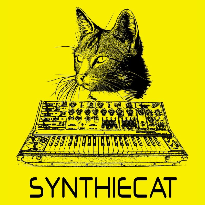 Synthiecat Katze mit Synthesizer