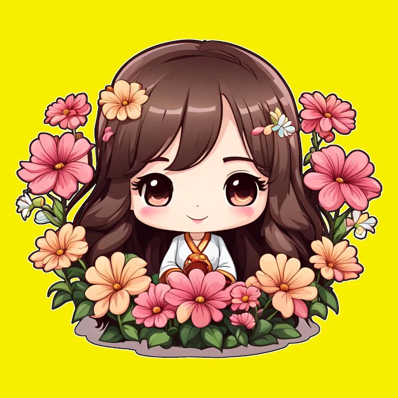 Une chibi en fleurs