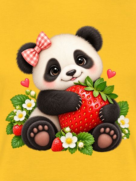 Süßer Panda mit Erdbeere
