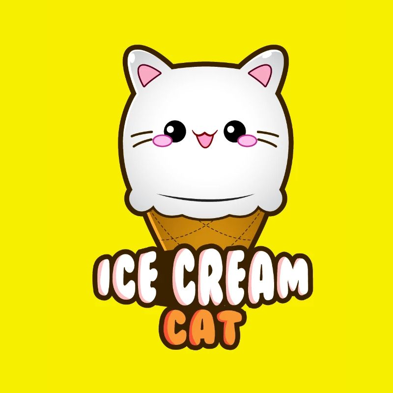Crème glacée Chat Crème glacée Chat glace Boule de crème glacée à la vanille