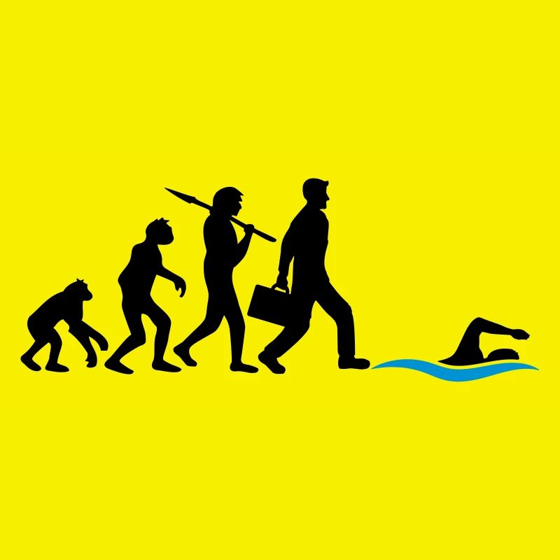 evolution entwicklung geboren zum schwimmen logo s
