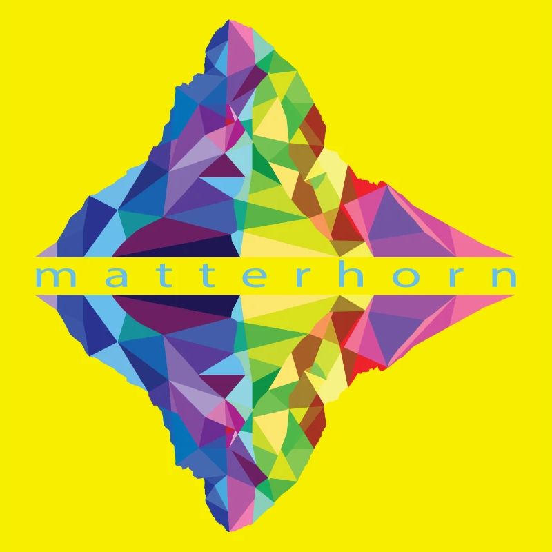 Matterhorn colored blue font reflected