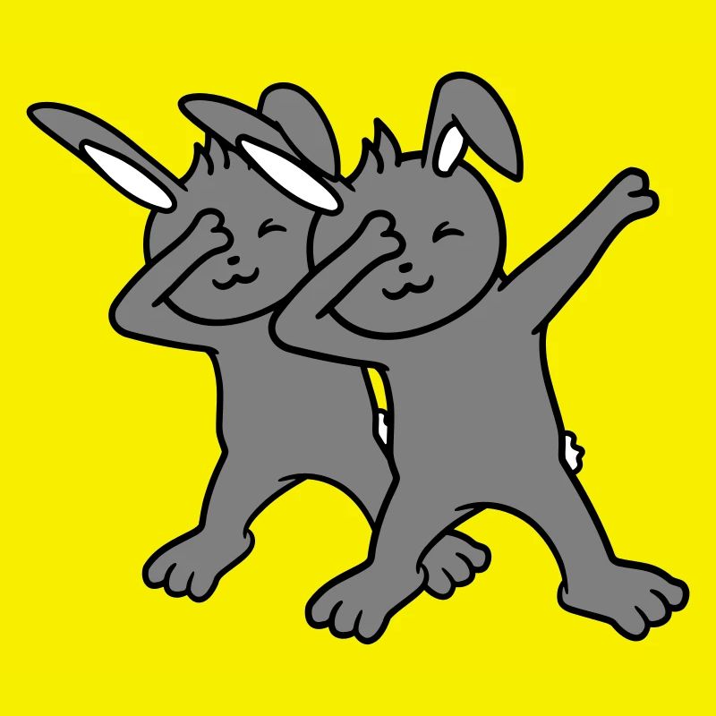 2 Hasen Dabbing Dab Dance Pose Tanzen Freunde Team