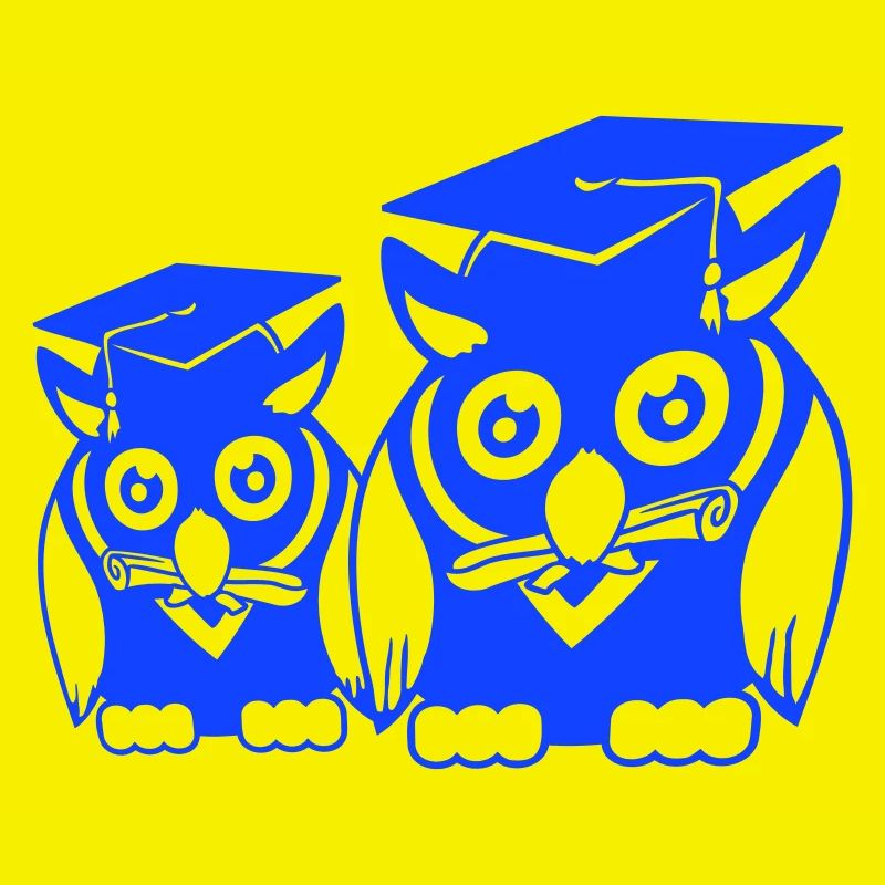 2 Eulen Schulabschluss College Abitur Student Team