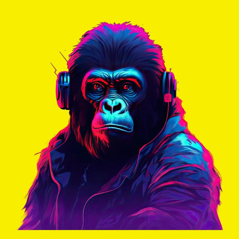 Synthwave Neon Beats d’un gorille